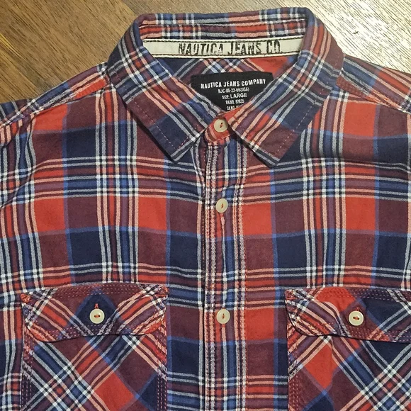 NAUTICA mens thin flannel long-sleeve Shirt SIZE LARGE MULTICOLOR LL30 - Picture 2 of 16